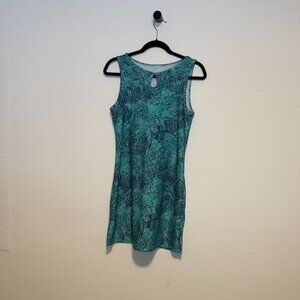 Nuu Muu Teal Blue Printed Keyhole Dress Size Large